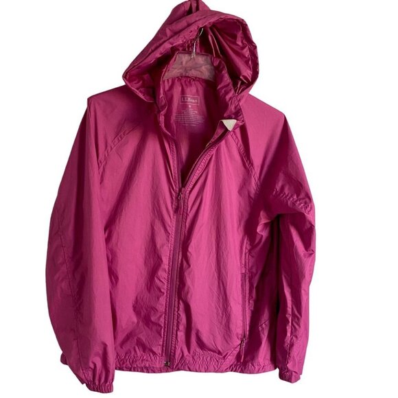 L.L Bean Full Zip Windbreaker Jacket with Hideaway Hood Women's Size Medium - Picture 1 of 8